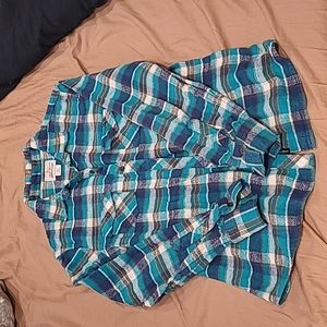 Field & Stream women's large blue/teal/white flannel